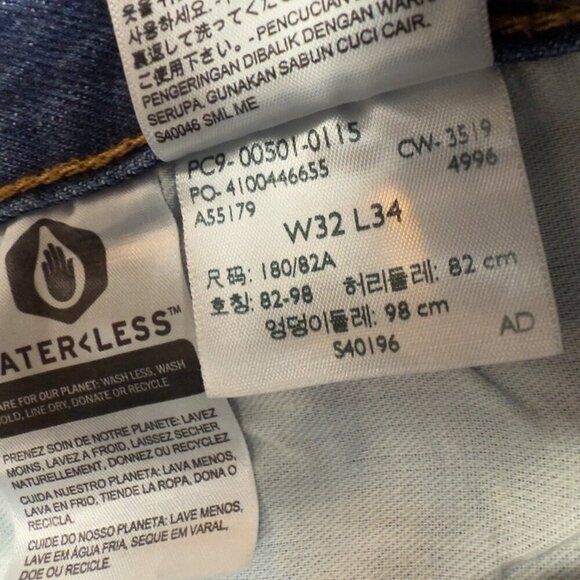 LEVI'S 501 Original Fit Distressed Button Fly Dark Blue Wash Jeans Size 32 - Picture 5 of 6